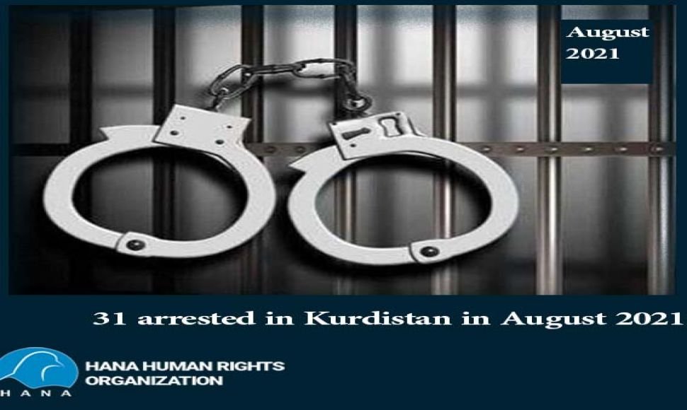 Statistics of detainees in August 2021 in the provinces of Kurdistan